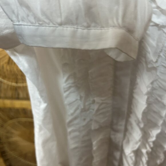 Sundance White Ruffle Front Button Up Long Sleeve Shirt Size Large - Picture 3 of 4